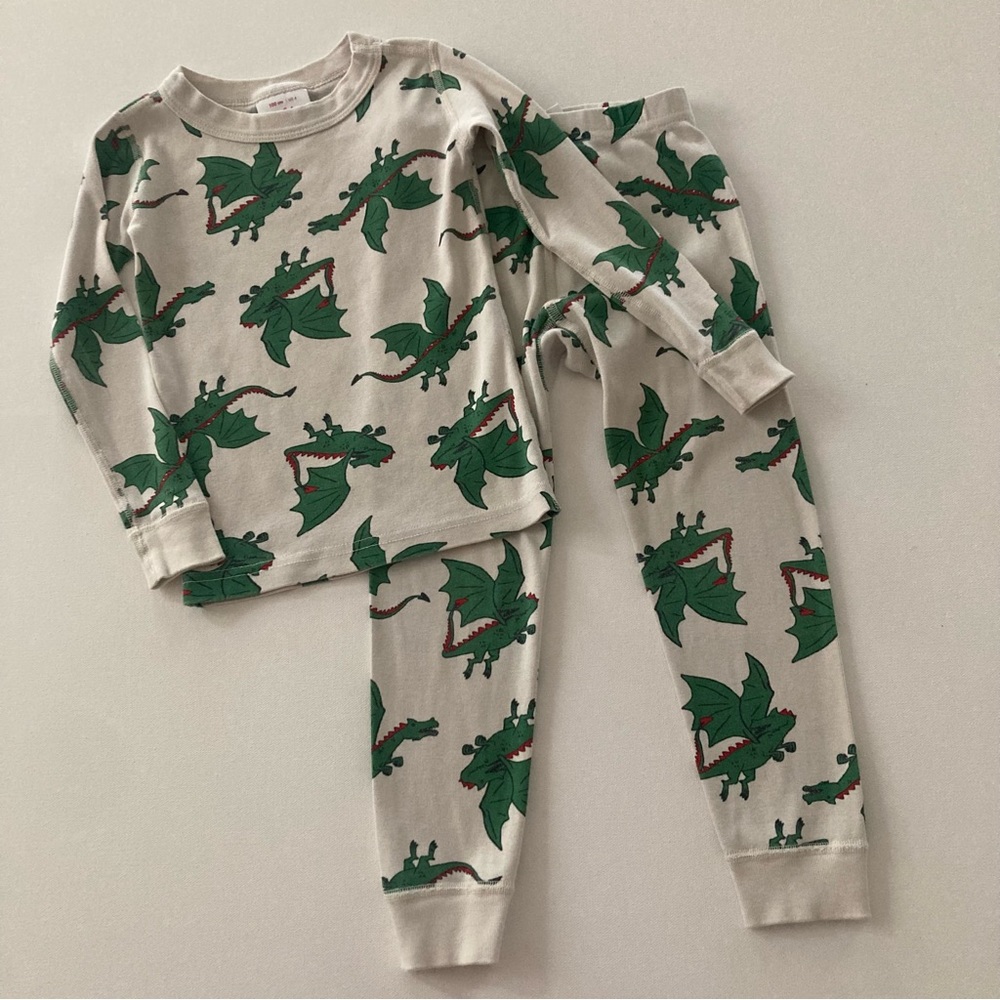 Hanna Andersson 100 Toddler Boy 4 Dragon Pajama Set Organic Cotton